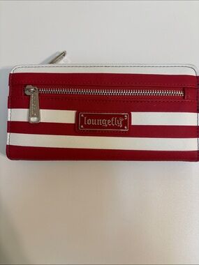 Loungefly Red and White Striped Zip Wallet